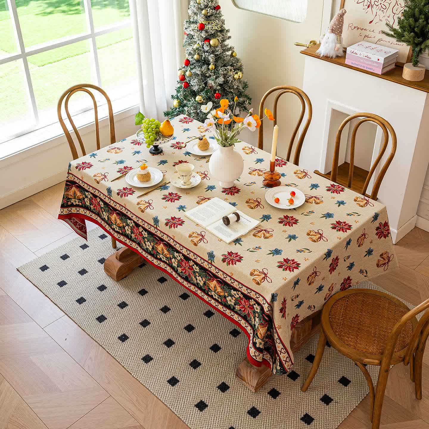 Nappe jacquard à motif floral cloche de Noël - image 2