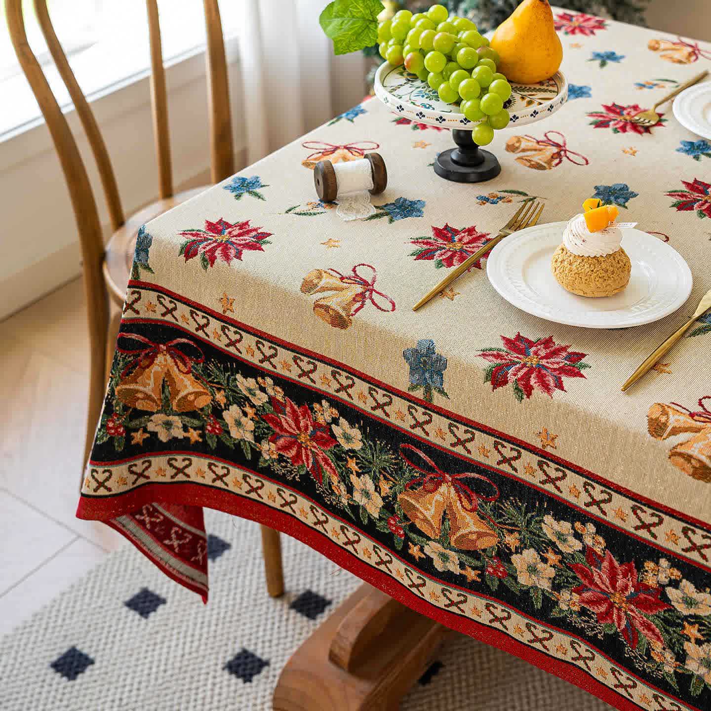 Nappe jacquard à motif floral cloche de Noël - image 5