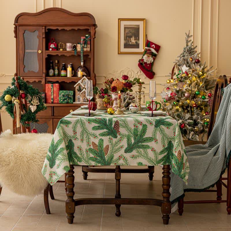 Nappe avec imprimé pommes de pin de Noël - Rond - 123 cm - image 1