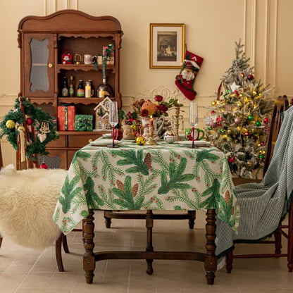 Nappe avec imprimé pommes de pin de Noël - Rond - 123 cm - image 1