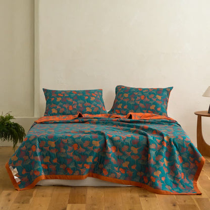 Couette en coton biologique avec Ginkgo Biloba - Bleu - 2 taies d'oreiller - 51 cm x 91 cm - image 1