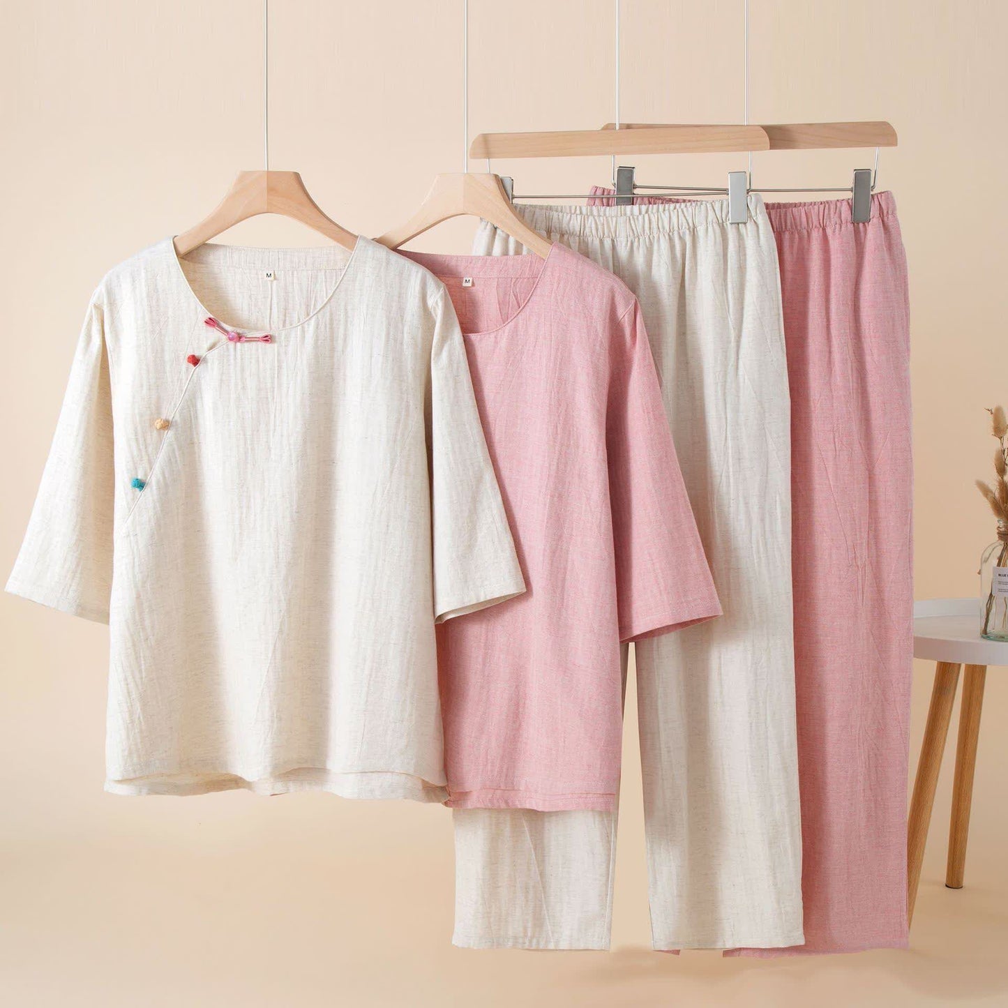 Ensemble de vêtements de détente de style oriental avec boutons - image 1