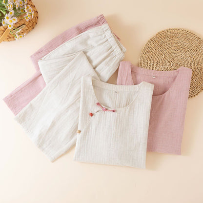 Ensemble de vêtements de détente de style oriental avec boutons - image 2