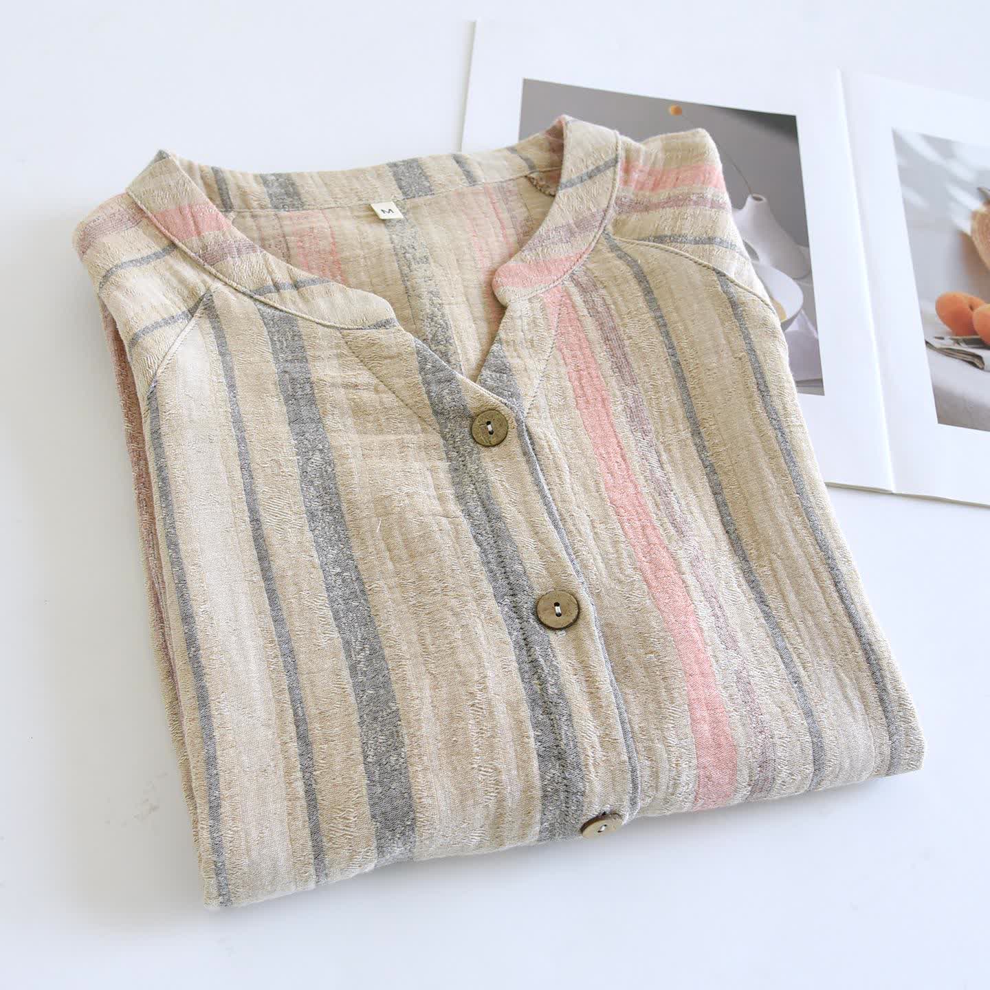 Ensemble loungewear en gaze de coton rayée - image 7