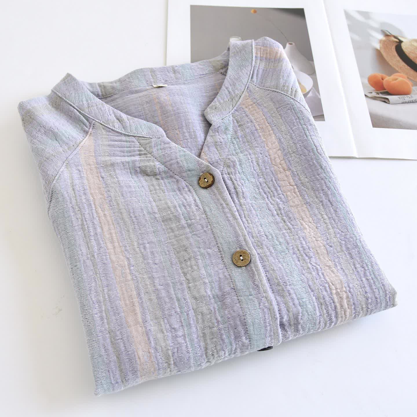 Ensemble loungewear en gaze de coton rayée - image 10