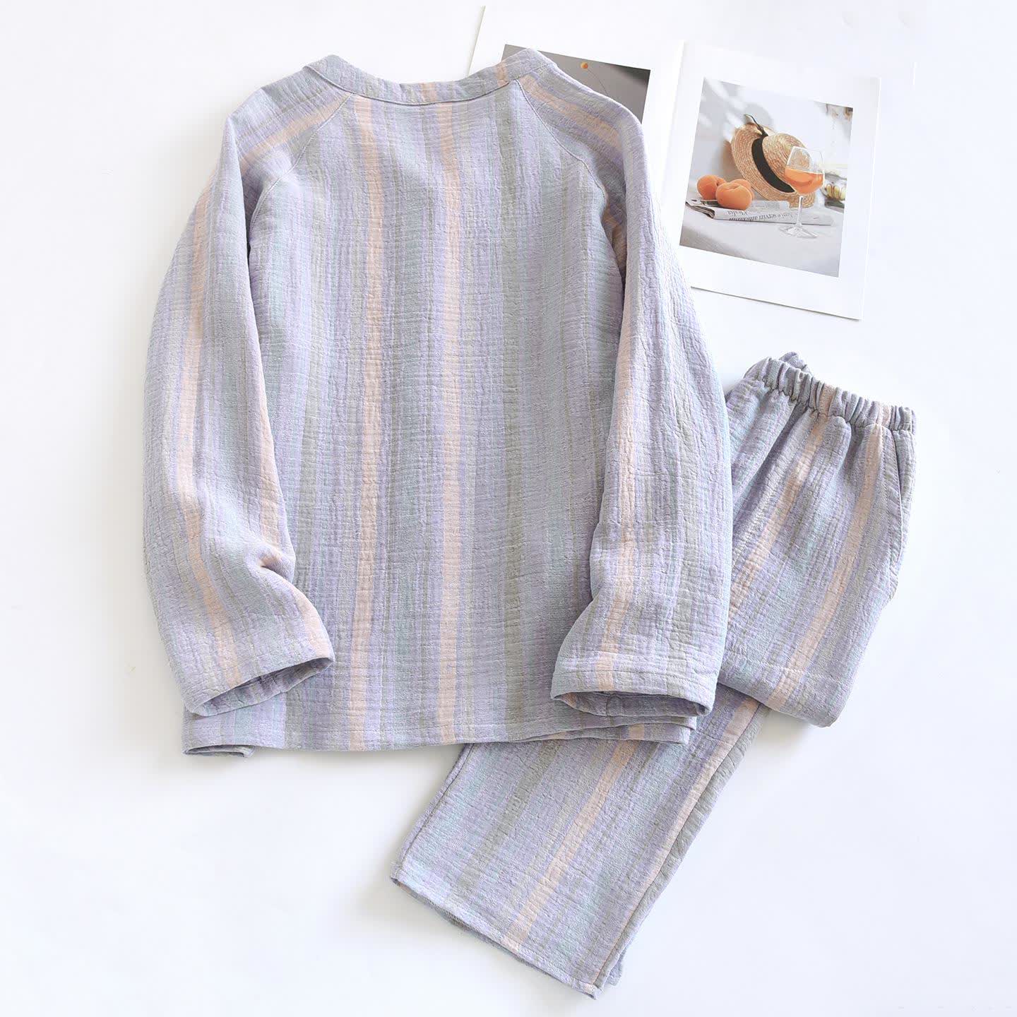 Ensemble loungewear en gaze de coton rayée - image 9