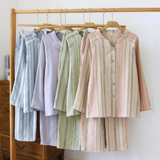 Ensemble loungewear en gaze de coton rayée - image 1