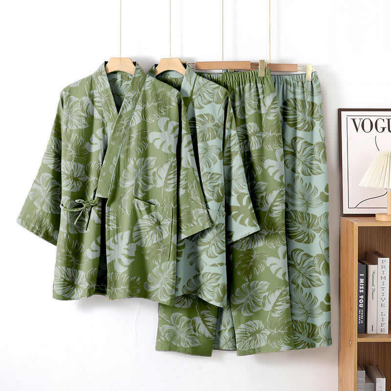 Ensemble kimono en gaze de coton Monstera - image 1