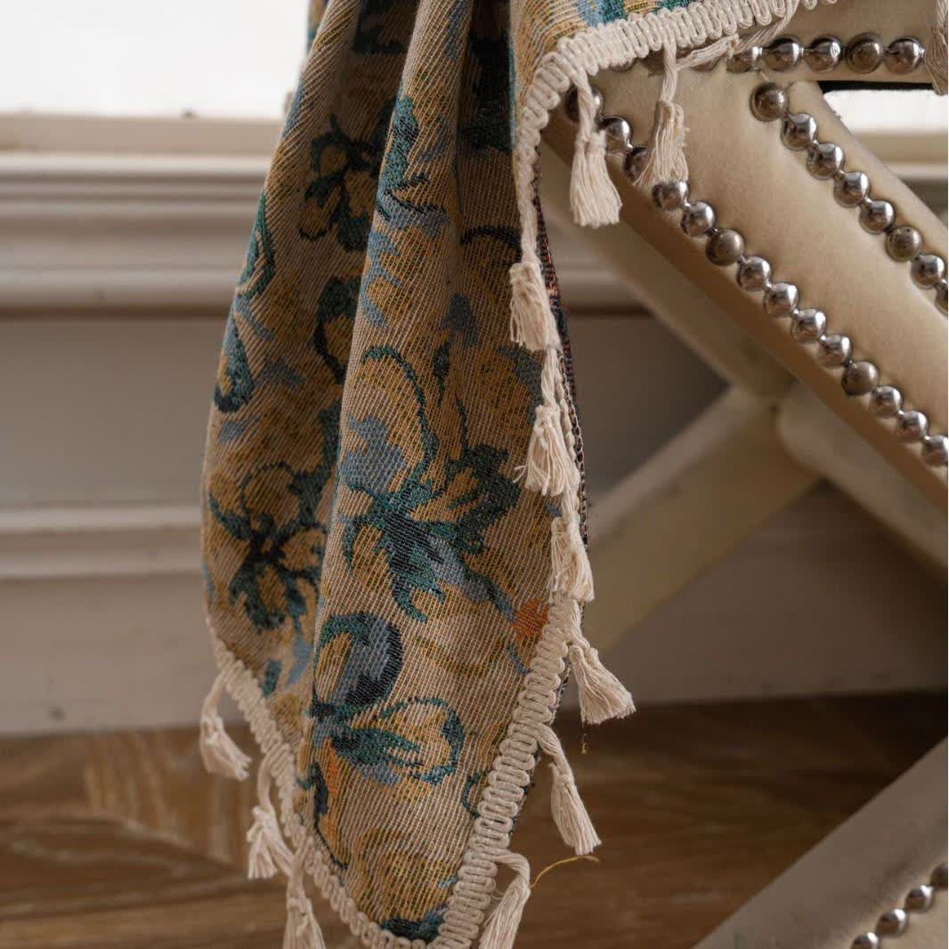 Rideau bleu rustique avec motif floral et filtre de lumière - image 6