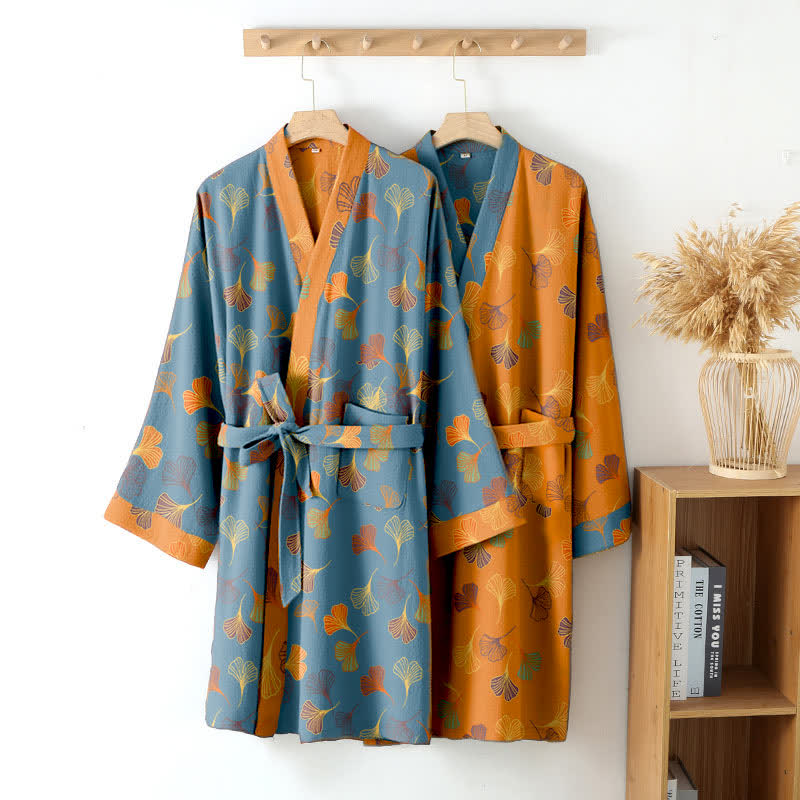 Peignoir kimono en gaze de coton « Ginkgo Biloba » - image 2
