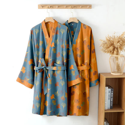 Peignoir kimono en gaze de coton « Ginkgo Biloba » - image 2