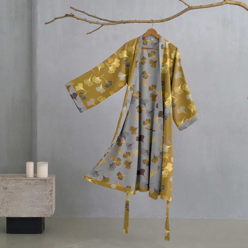 Peignoir kimono en gaze de coton « Ginkgo Biloba » - Jaune - 2XL - image 37