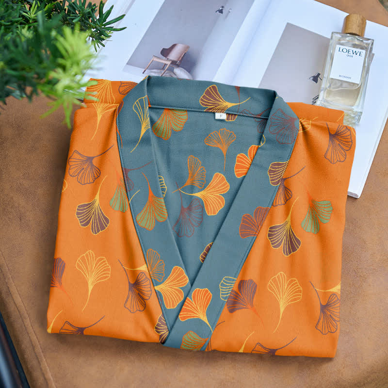 Peignoir kimono en gaze de coton « Ginkgo Biloba » - image 10