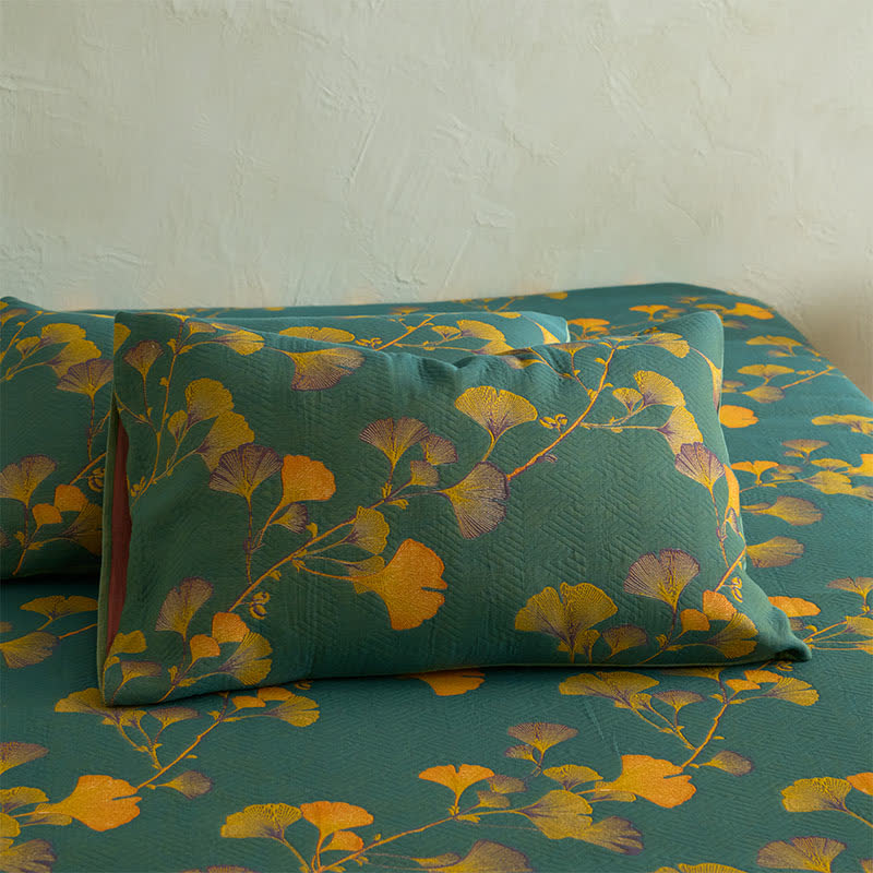 Grand drap housse en coton avec feuilles de ginkgo - image 7