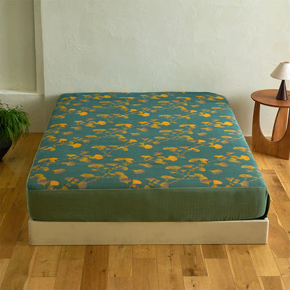 Grand drap housse en coton avec feuilles de ginkgo - image 5