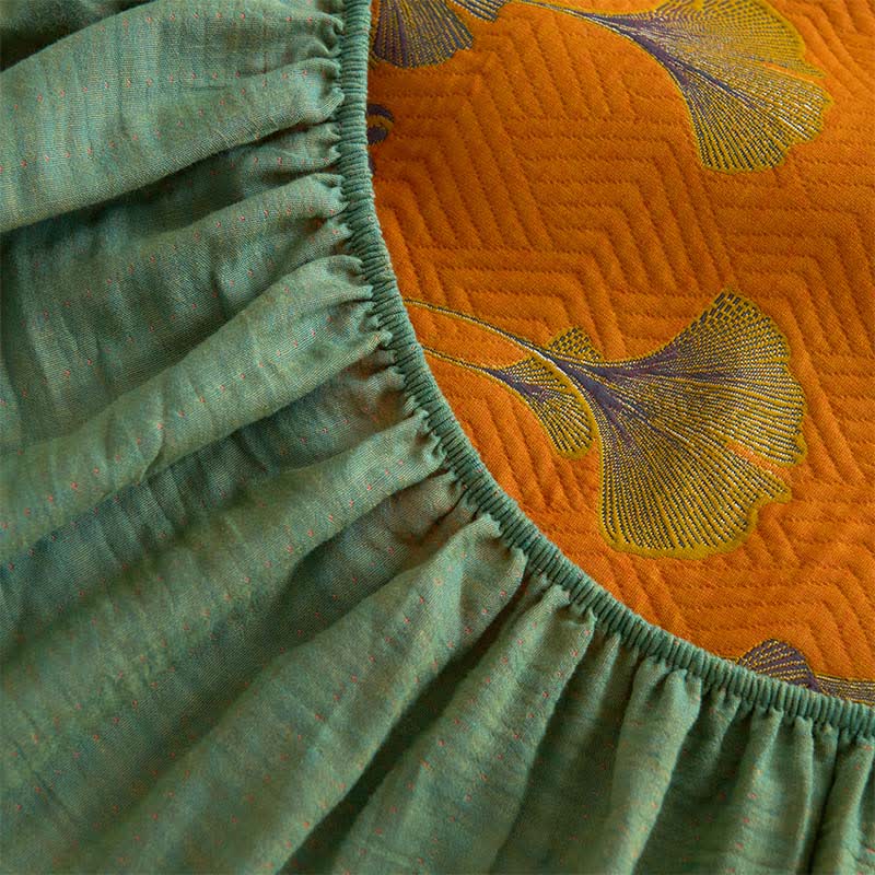 Grand drap housse en coton avec feuilles de ginkgo - image 10