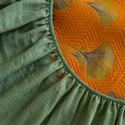 Grand drap housse en coton avec feuilles de ginkgo - image 10