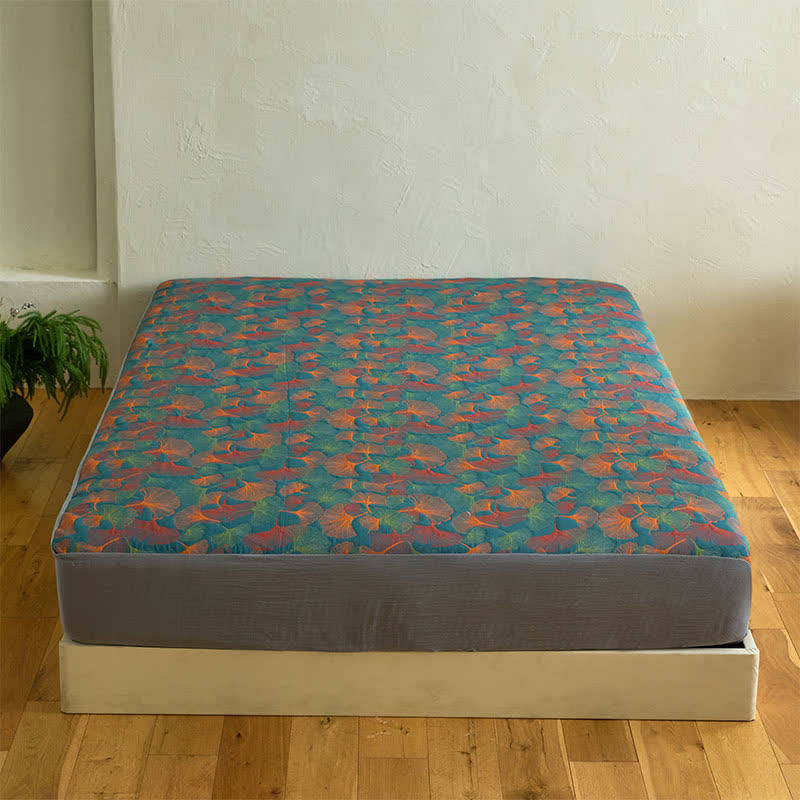 Drap housse en gaze de coton avec feuilles de ginkgo - image 3