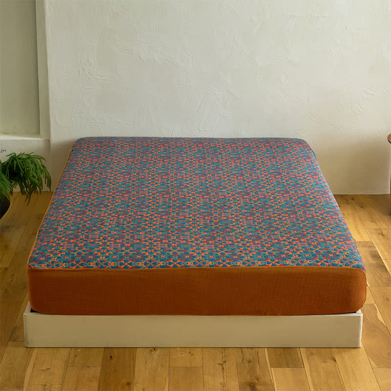 Drap-housse en coton à motif géométrique rétro - image 3
