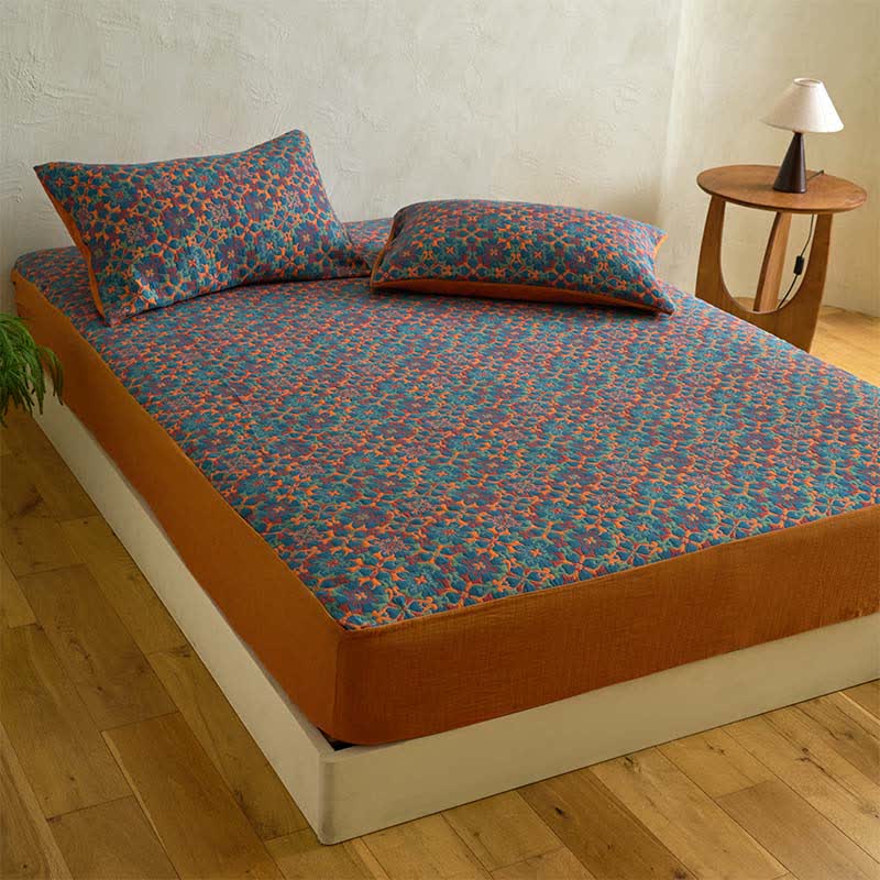Drap-housse en coton à motif géométrique rétro - image 2