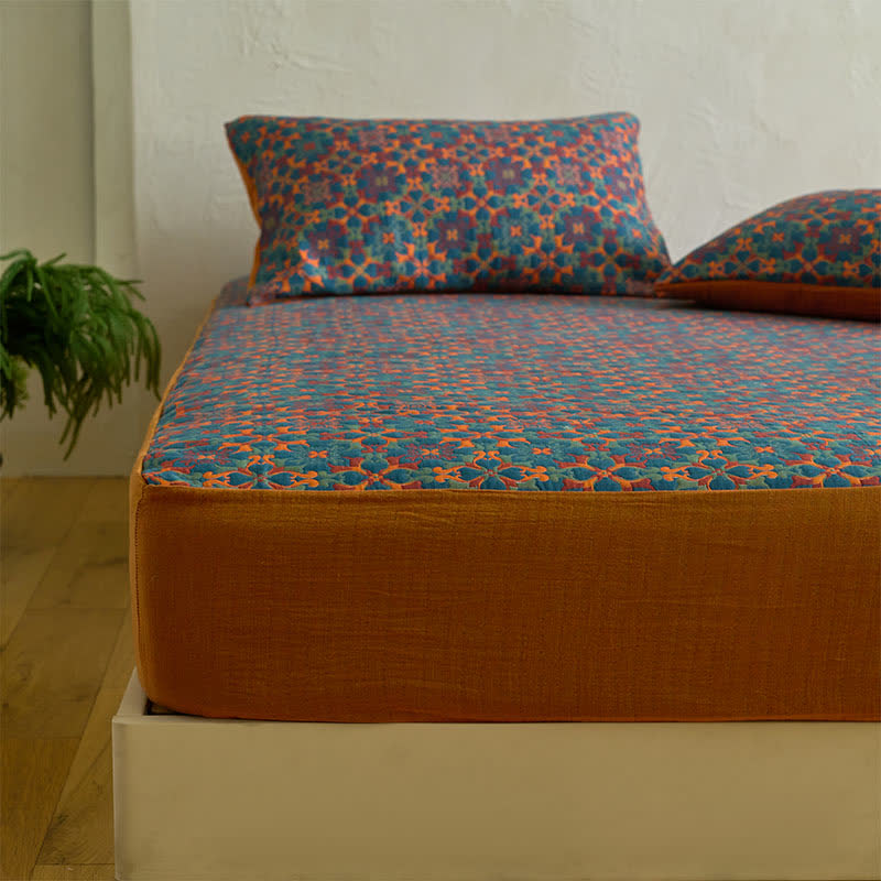 Drap-housse en coton à motif géométrique rétro - image 4