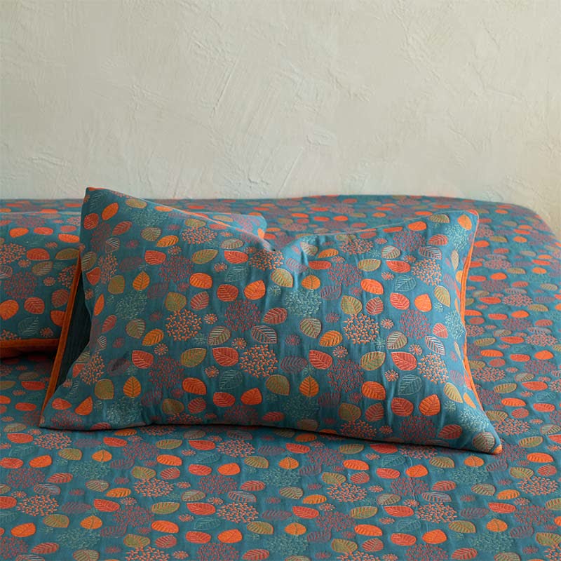 Drap-housse en gaze de coton à motif feuilles - image 5