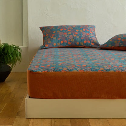 Drap-housse en gaze de coton à motif feuilles - image 4