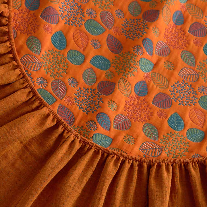 Drap-housse en gaze de coton à motif feuilles - image 9