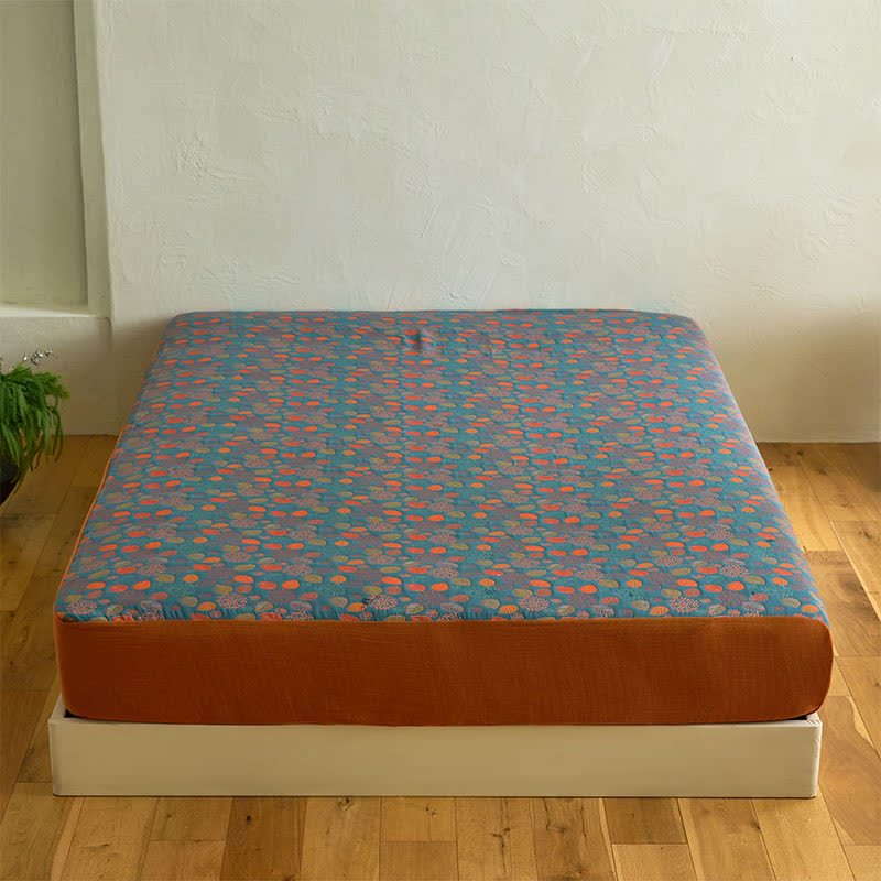 Drap-housse en gaze de coton à motif feuilles - image 3