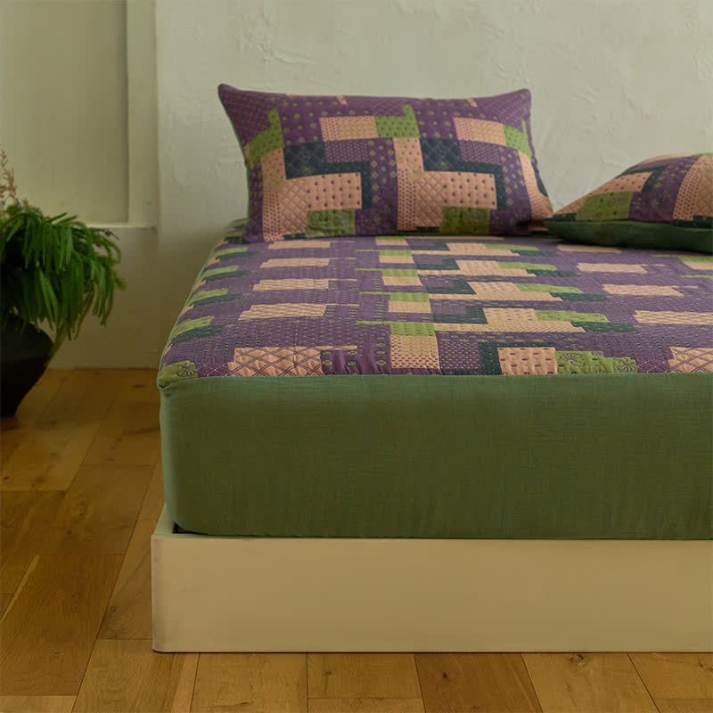 Drap-housse patchwork en gaze de coton jacquard - image 4