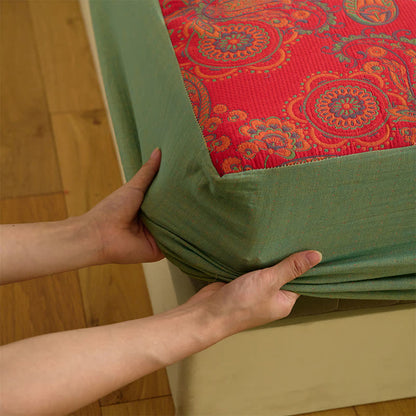 Drap-housse en coton jacquard à motif floral cachemire - image 6