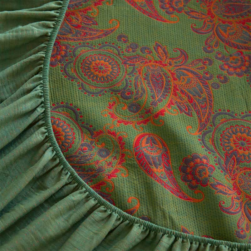 Drap-housse en coton jacquard à motif floral cachemire - image 9