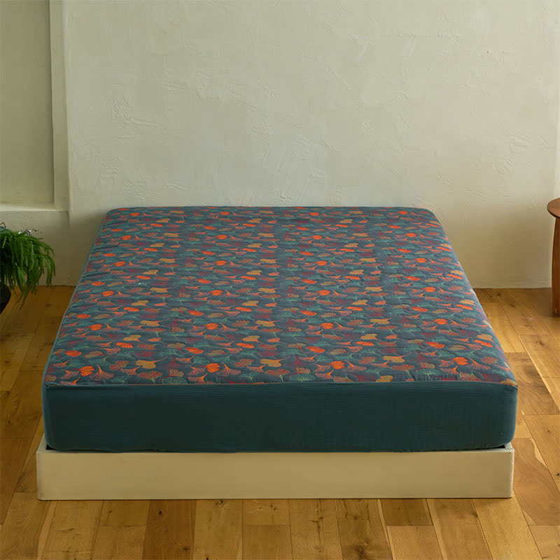Drap housse en gaze de coton naturel « Ginkgo » - image 3