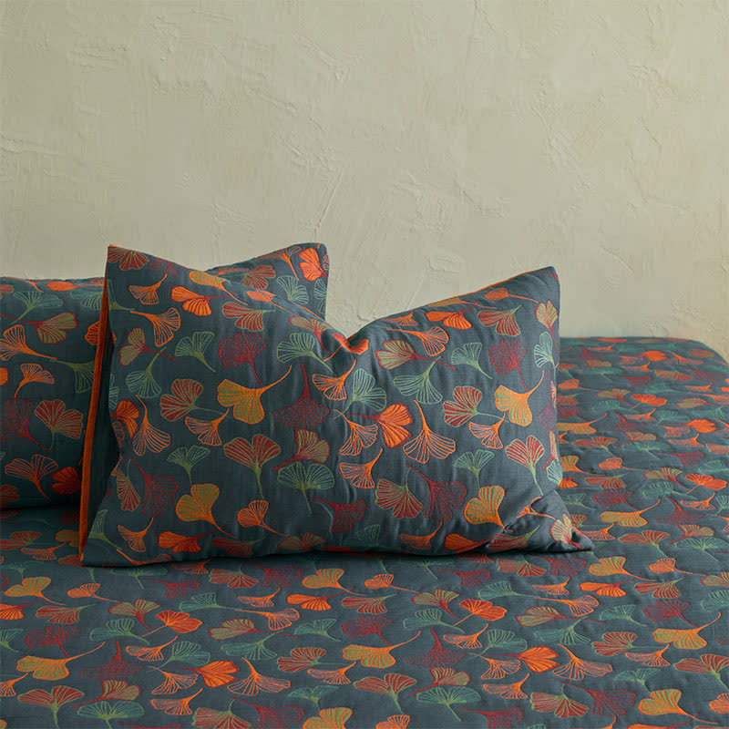 Drap housse en gaze de coton naturel « Ginkgo » - image 5