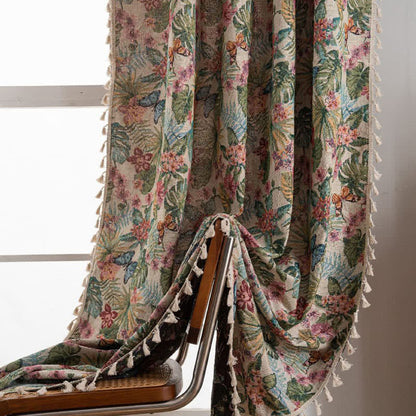 Rideau jacquard avec papillon monstera tropical - image 5