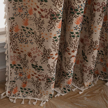 Rideau jacquard inspiré de la nature avec pompons et feuilles - image 5