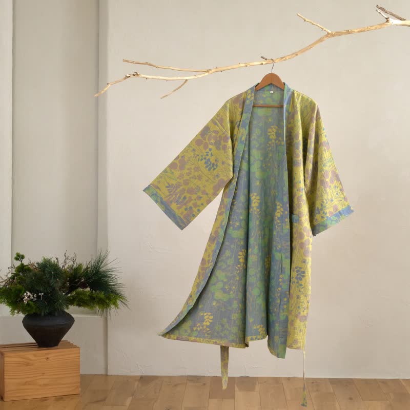 Lotus – Peignoir kimono en gaze de coton biologique - Jaune - XL - image 10