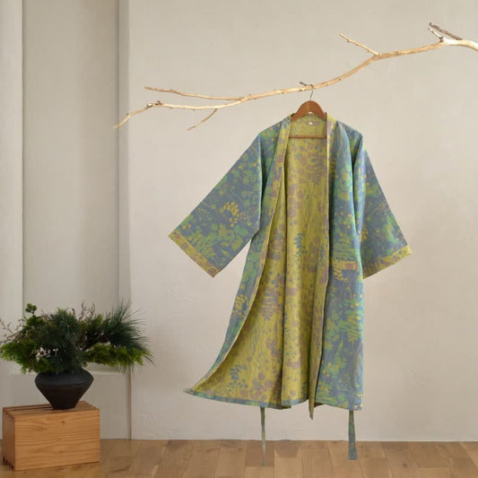 Lotus – Peignoir kimono en gaze de coton biologique - Vert - XL - image 0