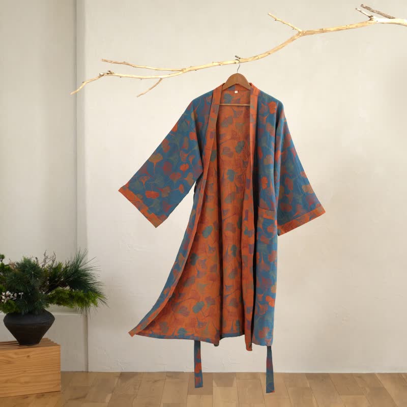 Peignoir kimono en gaze de coton « Ginkgo Biloba » - image 9