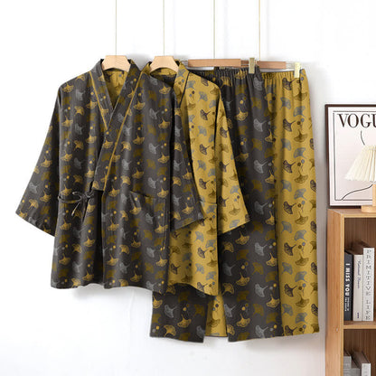Ensemble de vêtements d'intérieur kimono en coton biologique Ginkgo - image 1