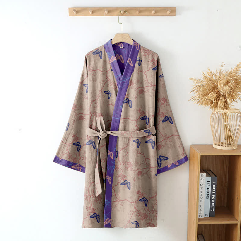 Peignoir kimono en gaze de coton à motif papillon - image 12