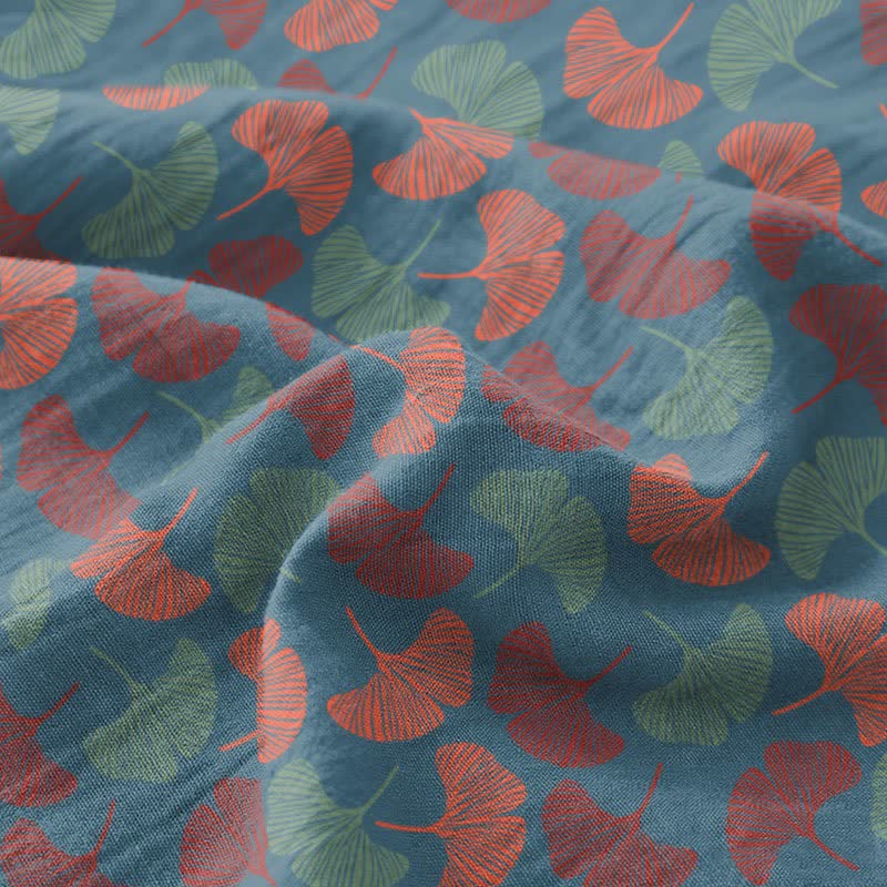 Peignoir japonais en gaze de coton avec Ginkgo Biloba - image 5