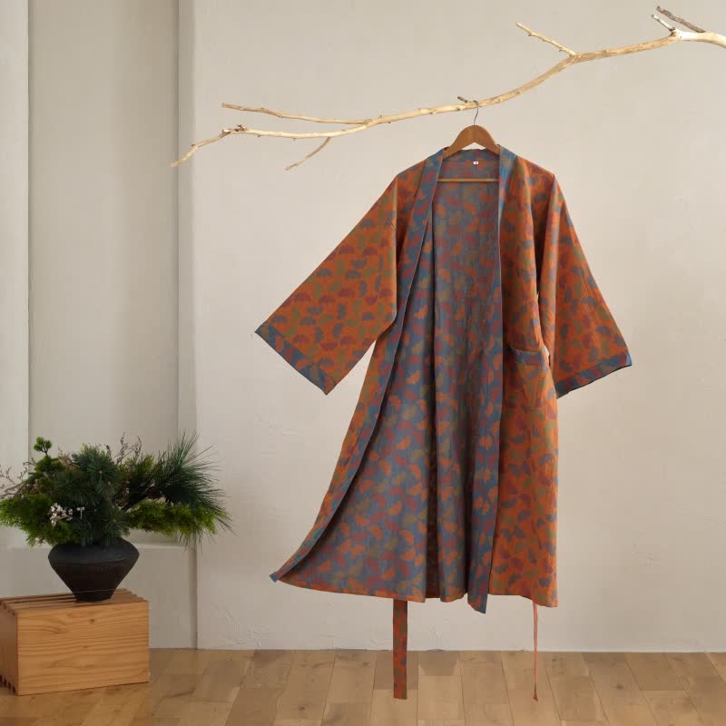 Peignoir japonais en gaze de coton avec Ginkgo Biloba - image 7
