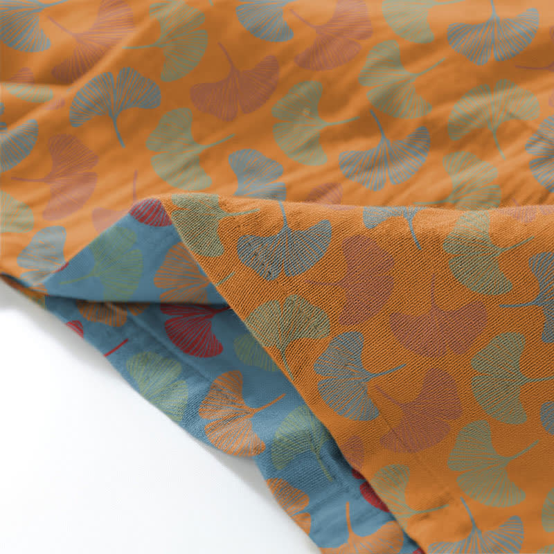 Ensemble kimono d'intérieur en coton à motif de feuille de ginkgo - image 8