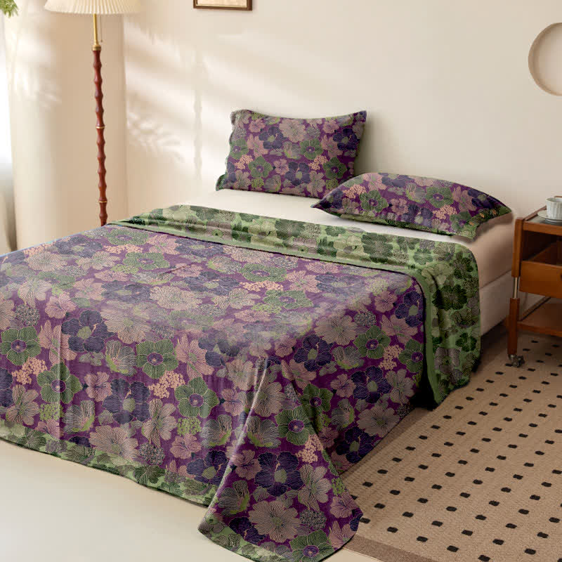 Couvre-lit jacquard en gaze de coton à motif fleur de pêcher - image 2