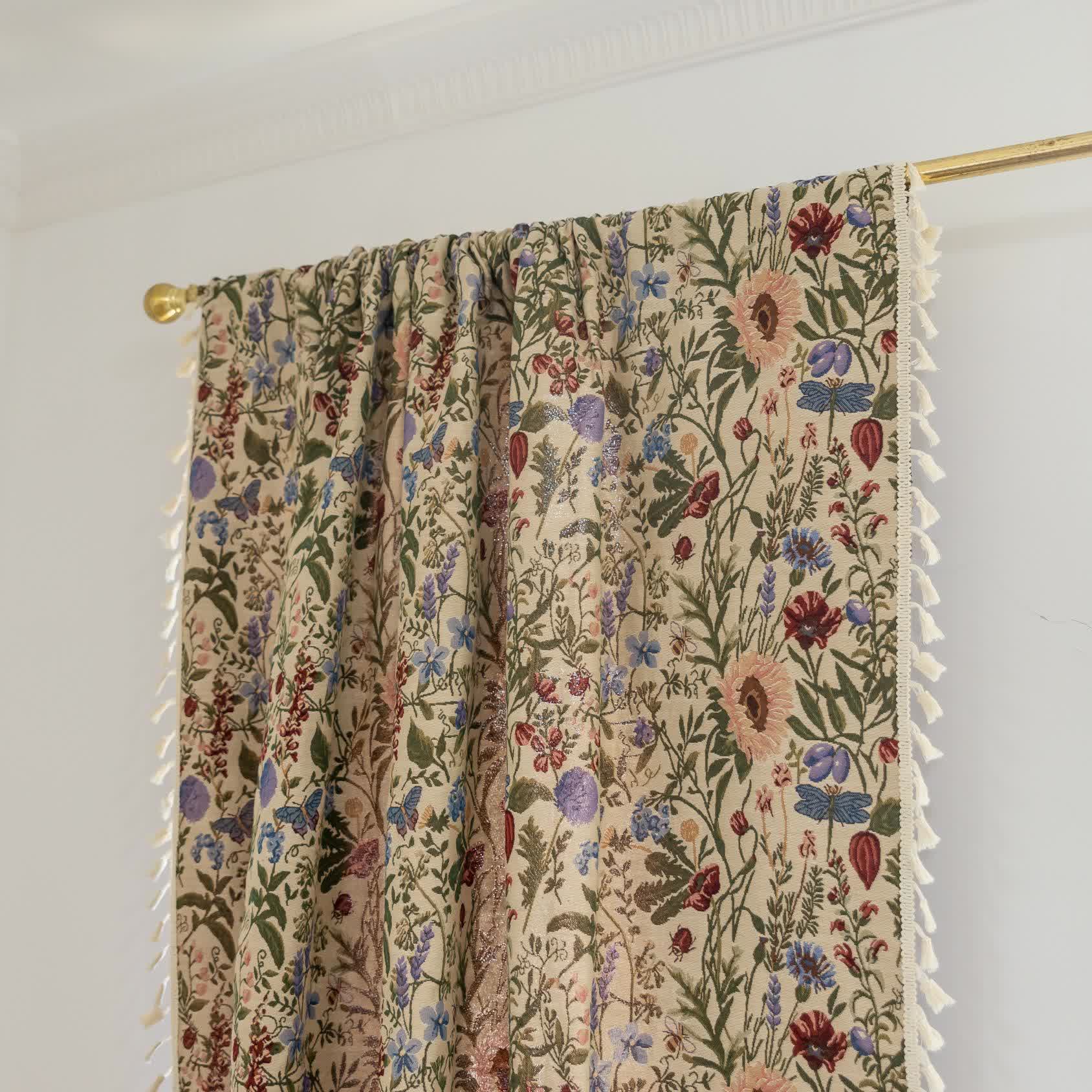 Rideau pittoresque à pompons et motif floral effet dahlia - image 6