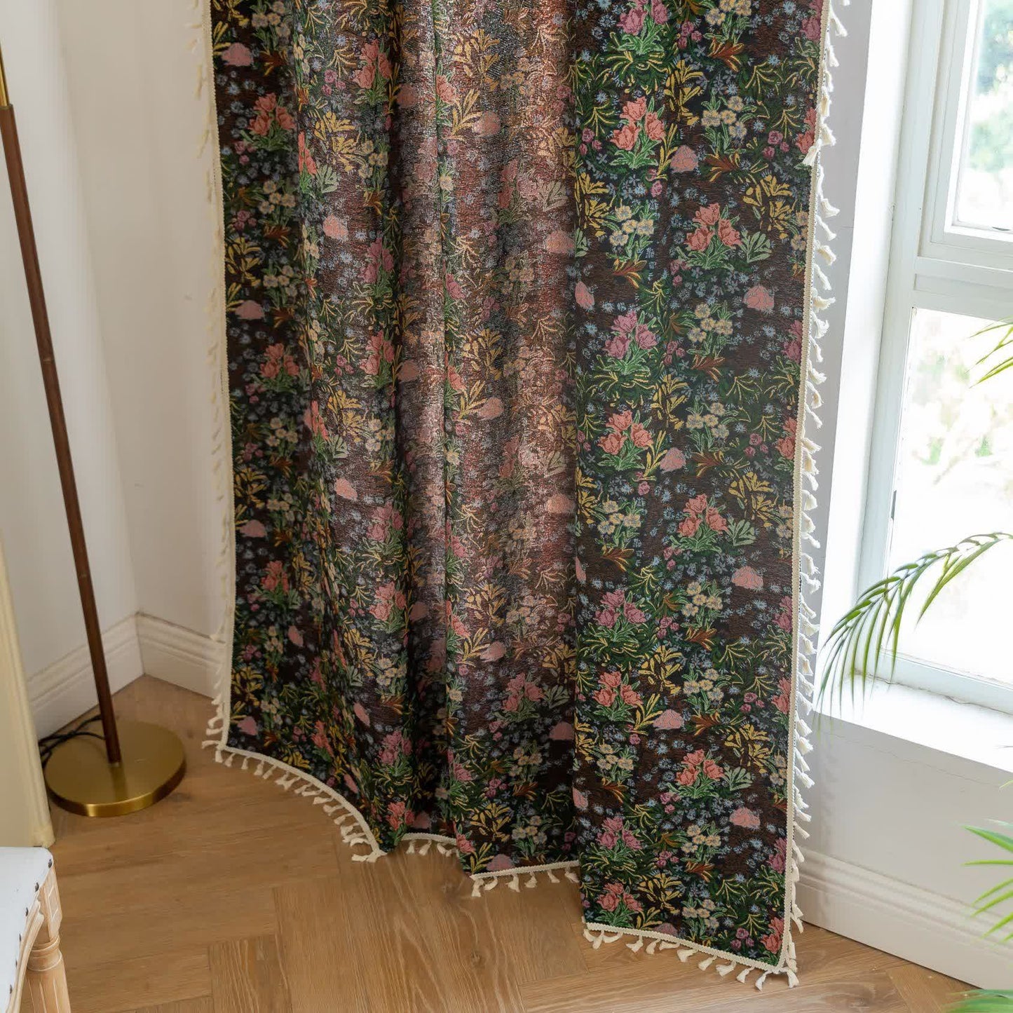 Rideau à pompons à motif floral rétro - image 6