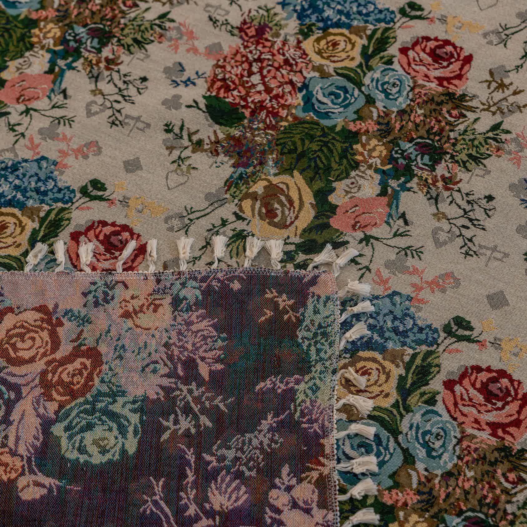 Rideau à pompons rétro coloré avec roses - image 9