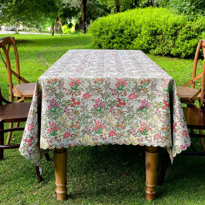 Nappe à motif floral pittoresque et bord ondulé - 140cm x 260cm - image 1