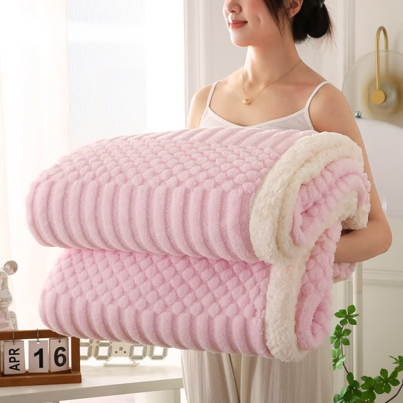 Couverture polaire texturée de couleur unie - Rose - 200cm x 230cm - image 10